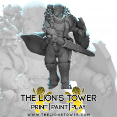 Human male fighter with attack hamster! 32mm scale miniature 3D model