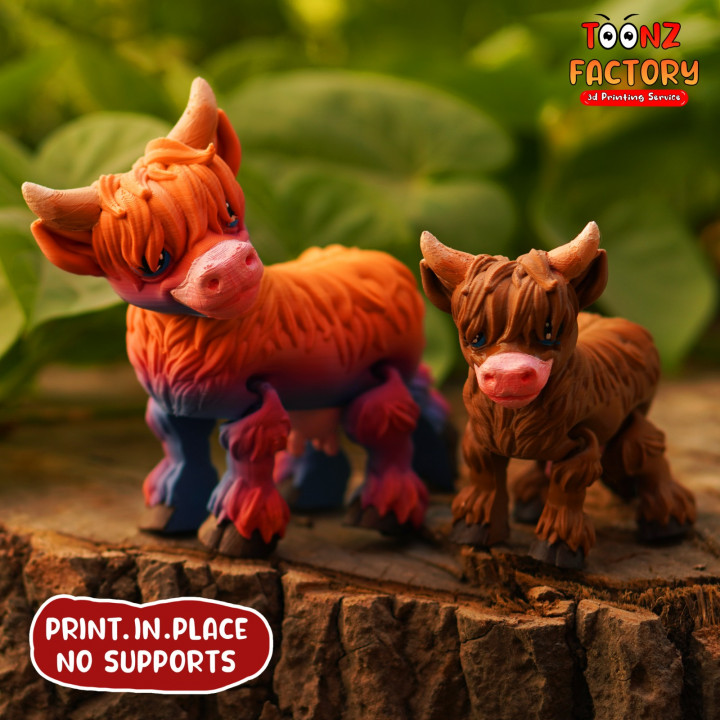 3D Printable Flexi Cute Highland Cow Articulated by Toonz Factory