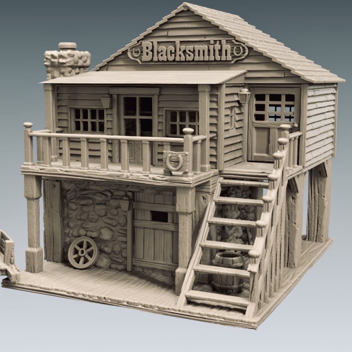 3D Printable Blacksmith- Old West building by Black Scorpion