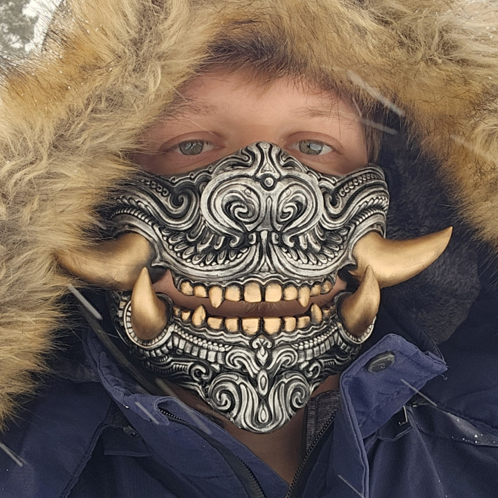 3D Printable Oni mask 1 by Zane Rogers