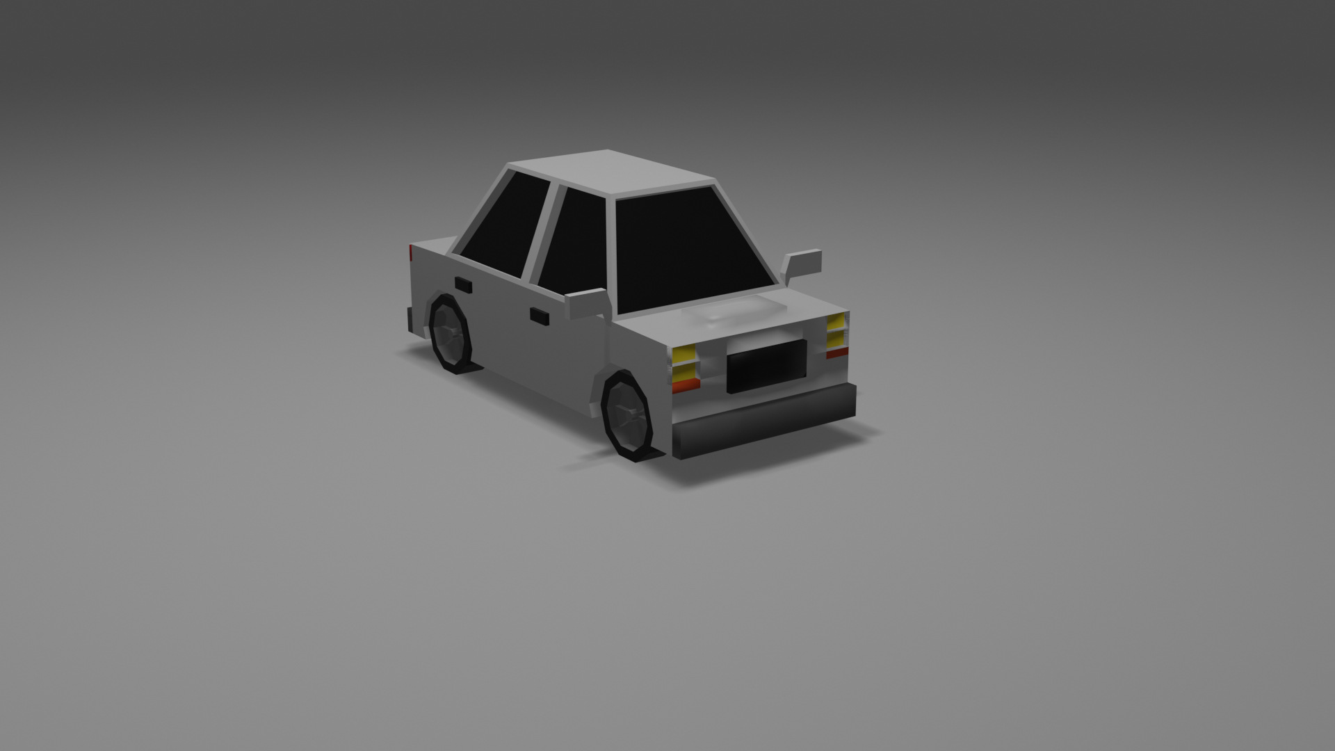 Low Poly Sedan Car 1 - White