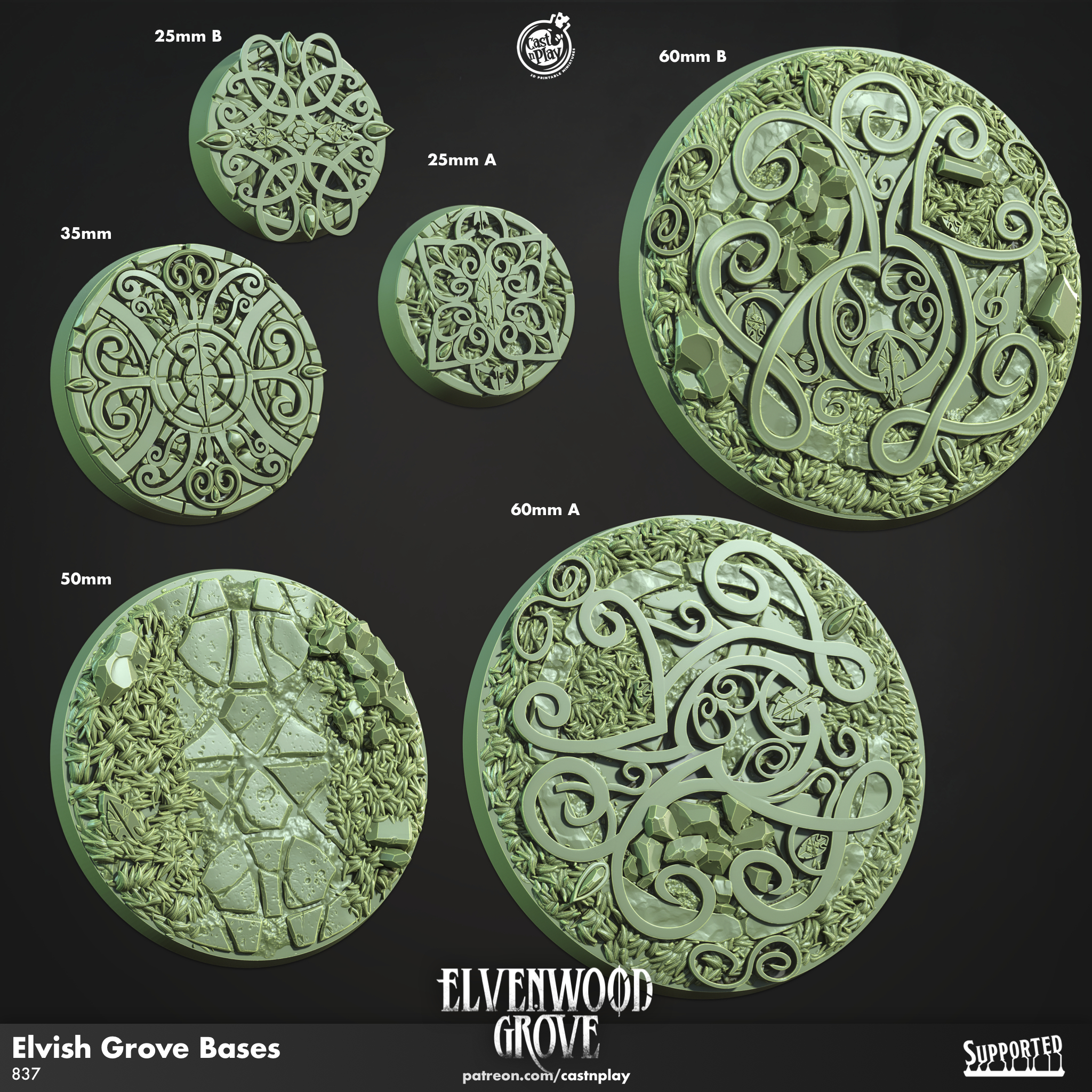 Elvish Grove Bases (Pre-Supported) | Cast n Play