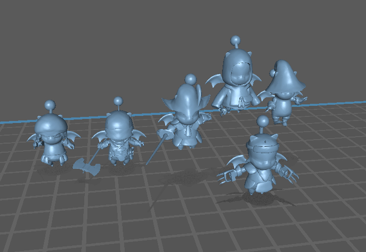Moogle Jobs and Party Pack Various Poses of Moogles from Final Fantasy XI - Fan Art