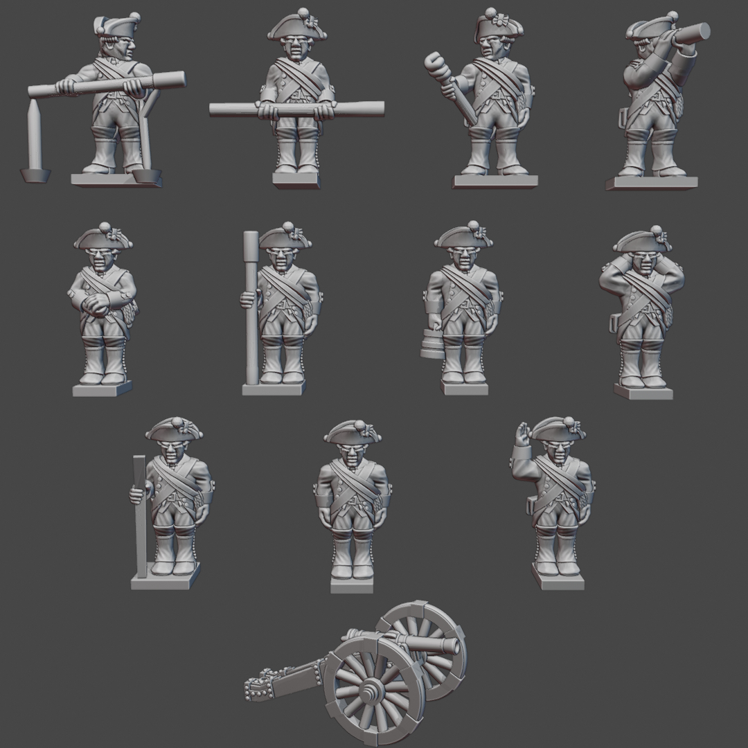 Hessian Artillery Crew & 6pdr gun AWI-HE-2
