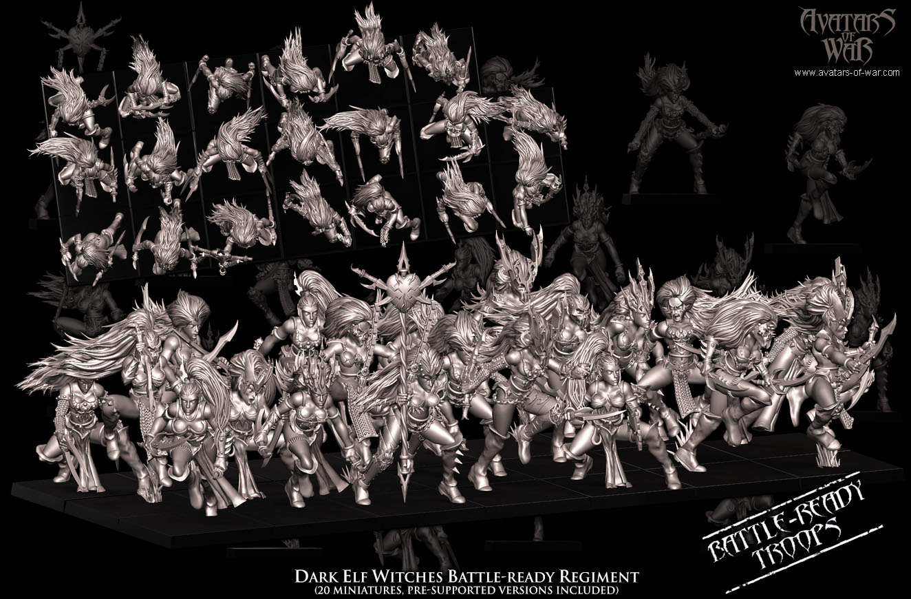 Dark Elf Witches Battle-Ready regiment (20 Dark Elves)