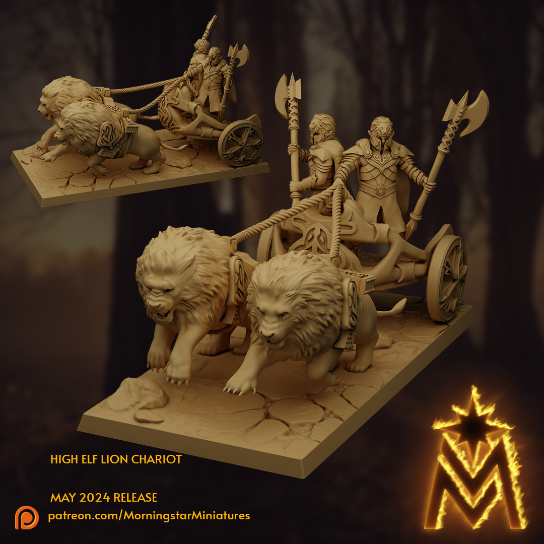 High Elf Lion Chariot | 32mm Scale Presupported