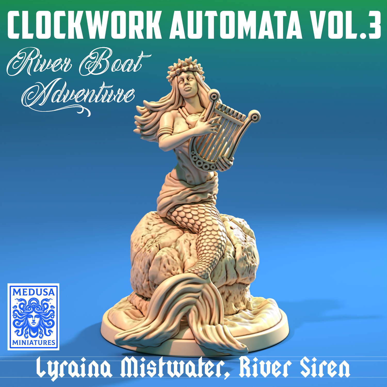 Lyraina Mistwater – River Siren Miniature STL (28mm Fantasy Model)