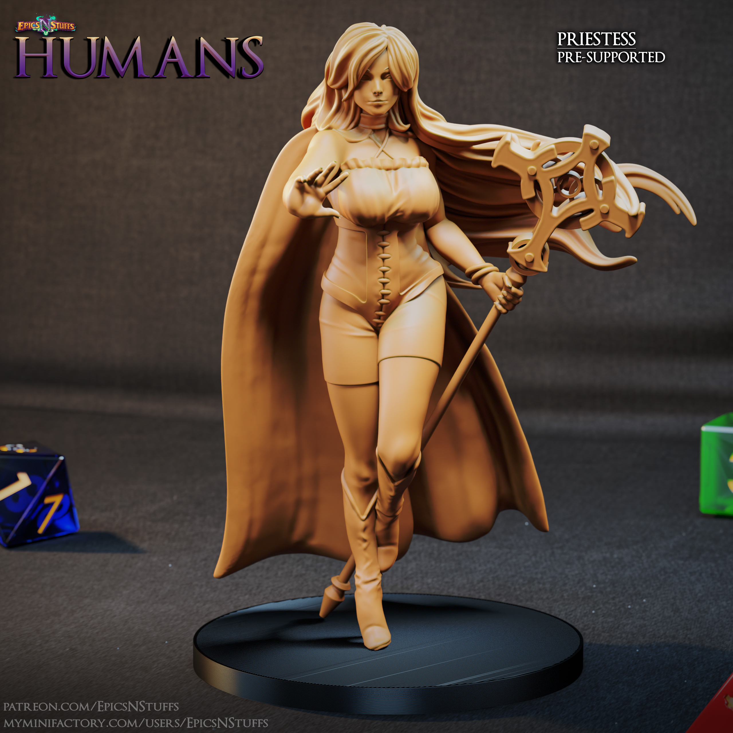 Human Priestess Miniature - Pre-Supported