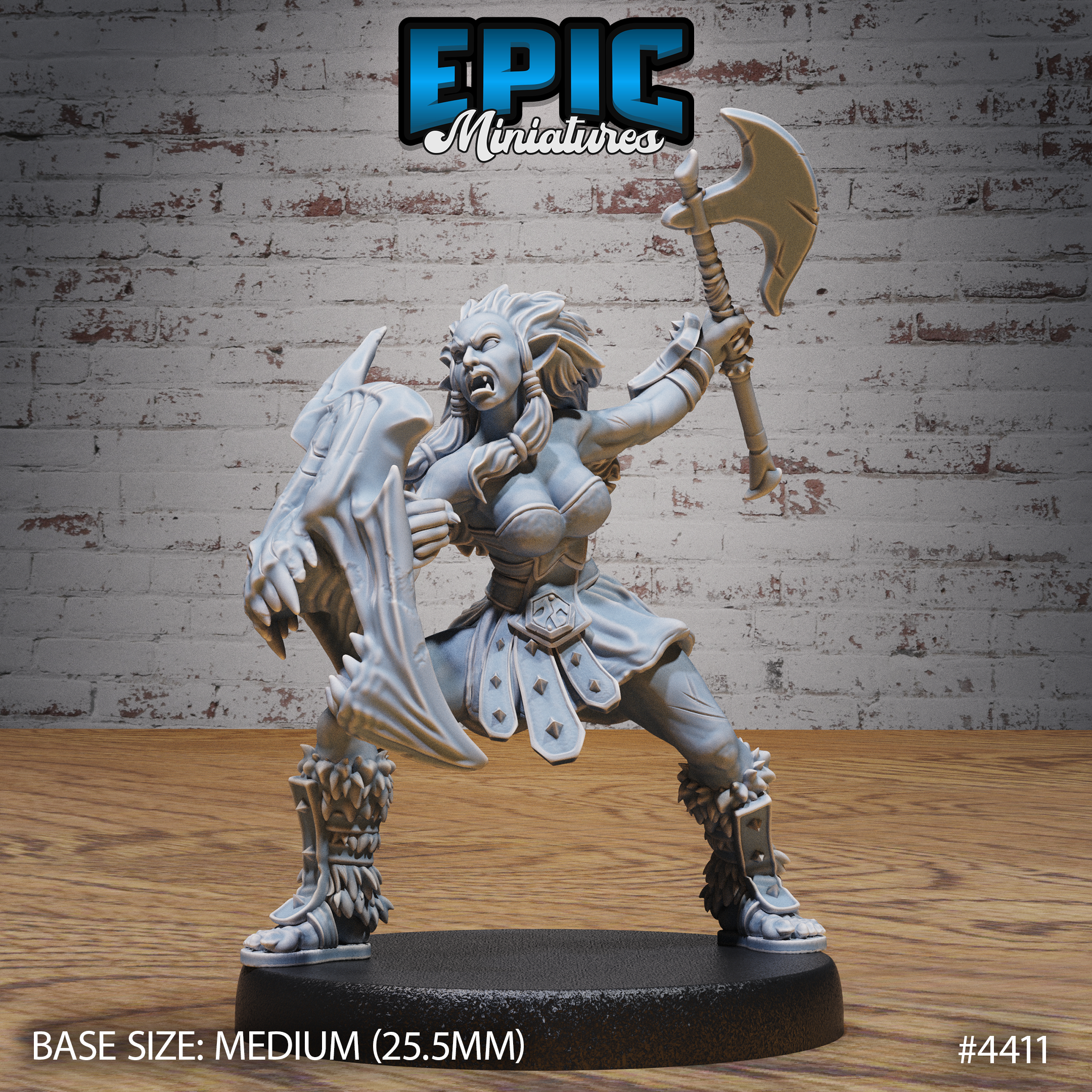 Half Orc Fighter Female Attack / Green Skin Warrior / Humanoid Beast / Rogue Army / Forest Bandit / Armored Creature / Woodland Encounter