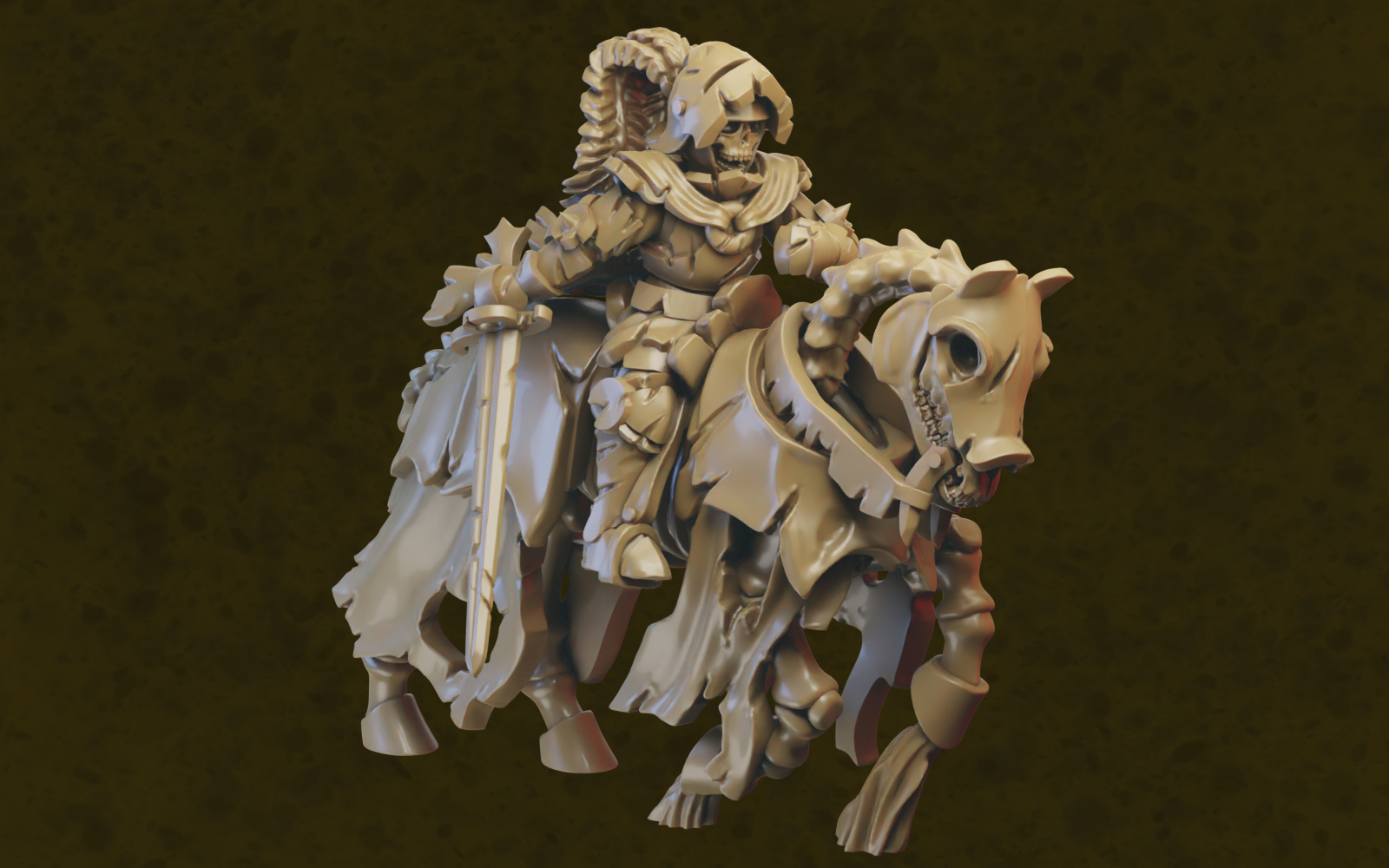 Revenant King on horse miniature (32mm, modular)