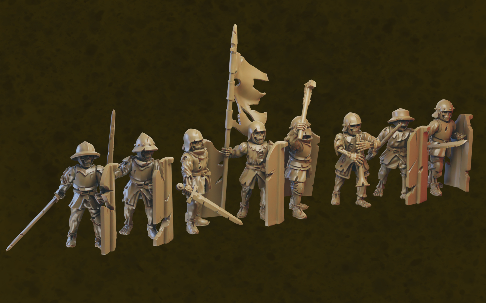 Skeleton Infantry miniatures (32mm, modular)