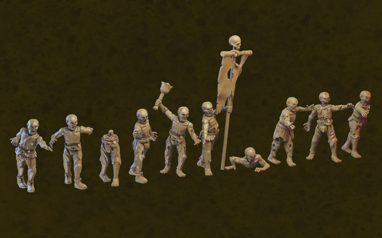 Zombie miniatures (32mm, modular)