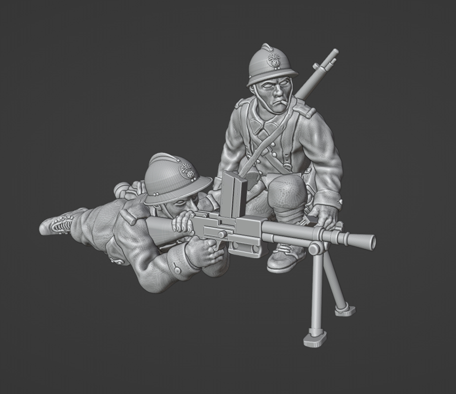 WW2 28 mm French LMG Team (laying down)