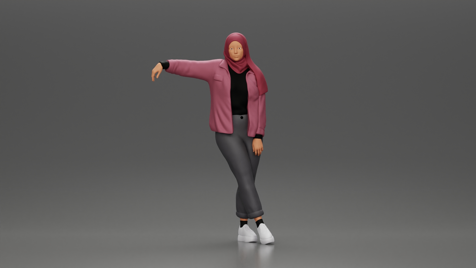 Beautiful Girl in Hijab and Jacket Leaning on the Car with Hand