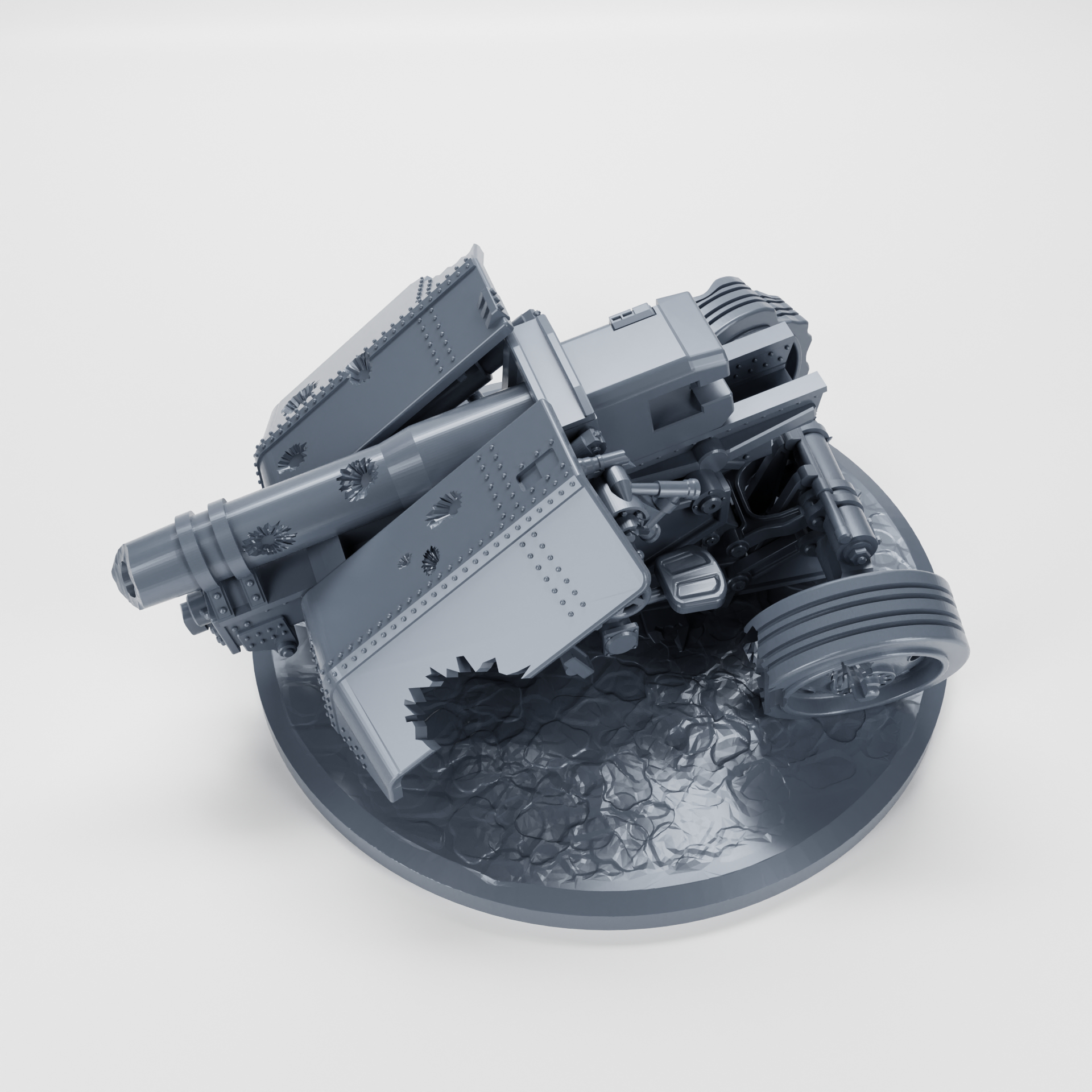 Destroyed Pak 44 (Germany, WW2) - Objective marker#40 for Bolt Action (diameter 60mm) (scale 1:56)