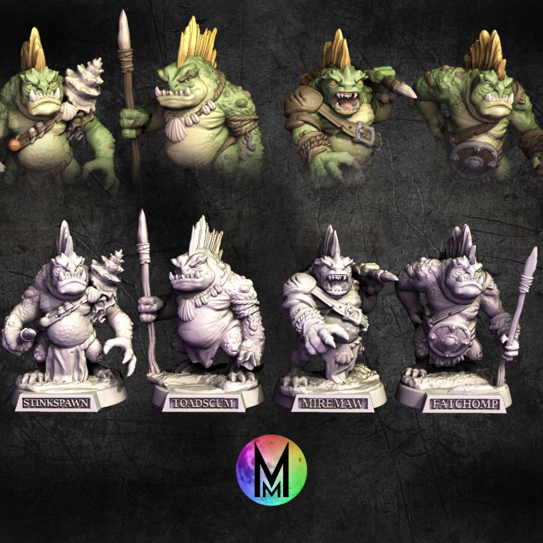Sahaugin / Grung / Bullywug / Muckfins - Set of Four Muckfins ( Great proxies for grung, bullywugs, or sahuagin )