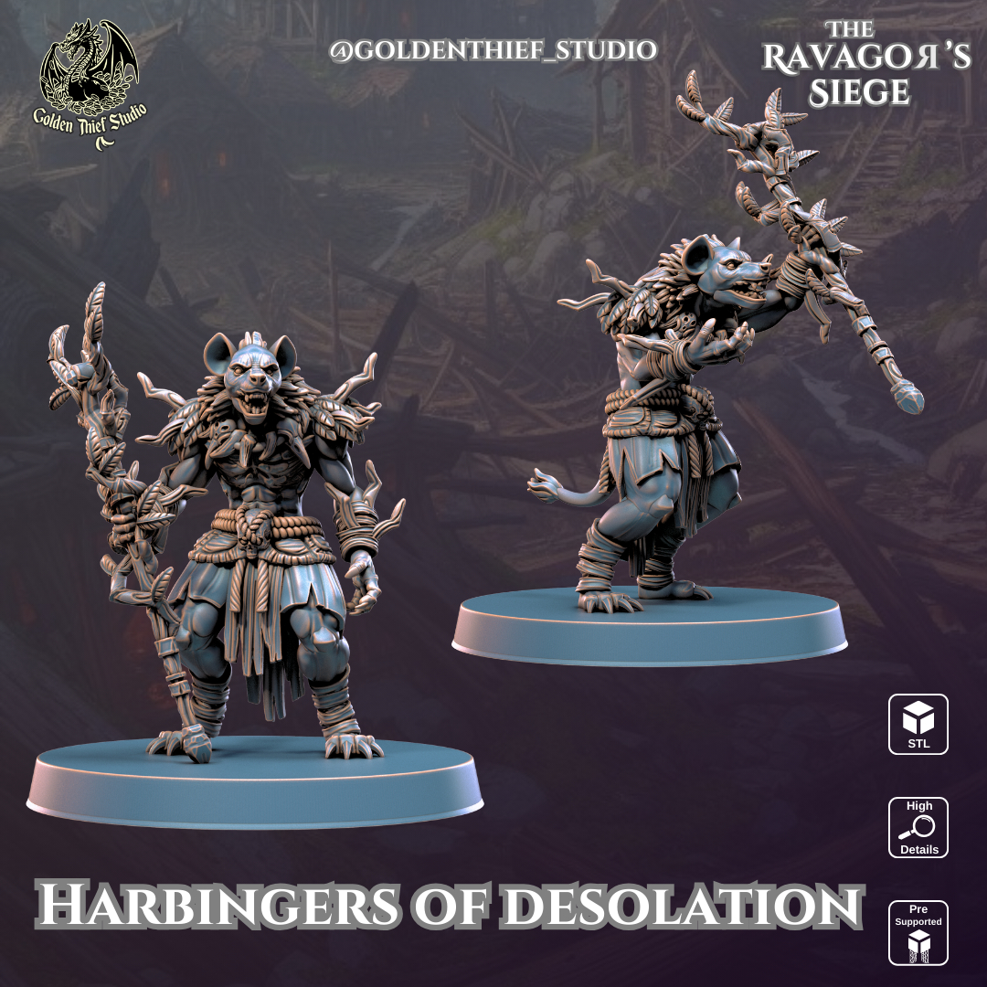 Harbingers of Desolation - Ravagors | 3D Printable STL Gnoll Creatures for Wargames & RPGs (Modular Hands)