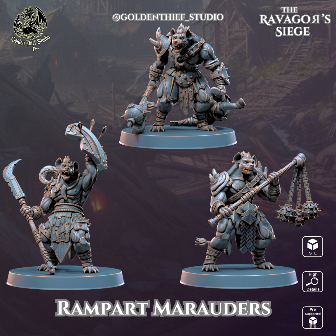Rampart Marauders - Ravagors | 3D Printable STL Gnoll Creatures for Wargames & RPGs (Modular Hands)