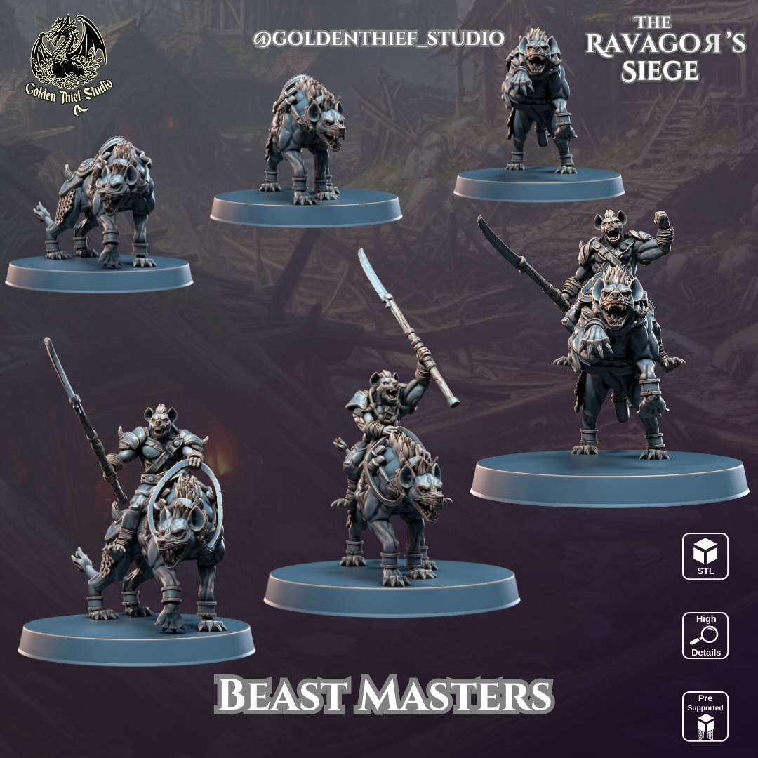 Beastmasters - Ravagors | 3D Printable STL Gnoll Creatures for Wargames & RPGs (Modular Hands)