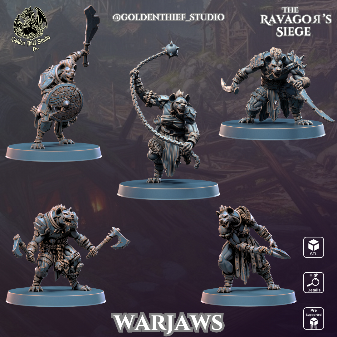 WarJaws - Ravagors | 3D Printable STL Gnoll Creatures for Wargames & RPGs (Modular Hands)