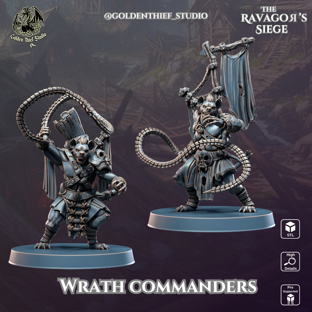 Wrath Commanders - Ravagors | 3D Printable STL Gnoll Creatures for Wargames & RPGs (Modular Hands)