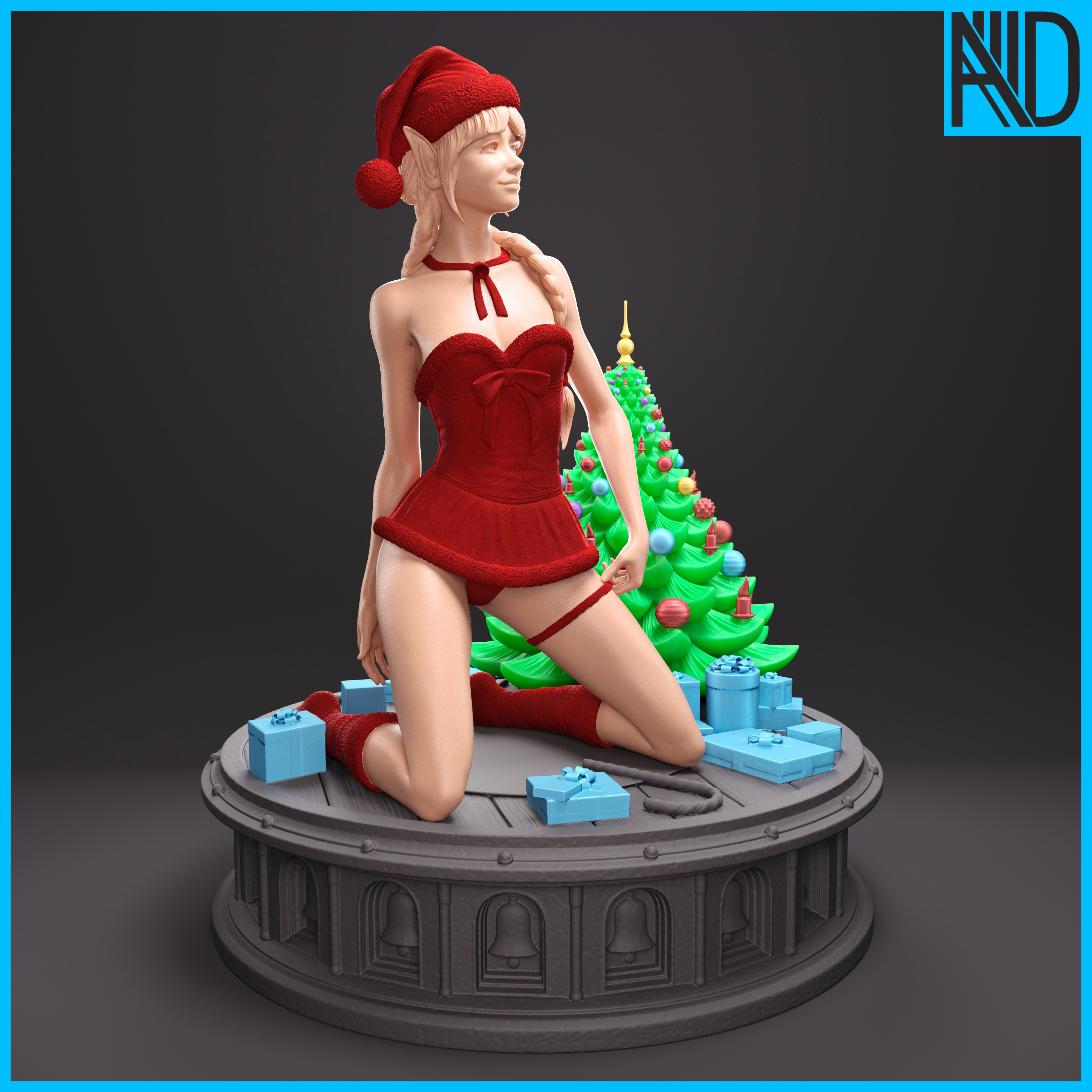 Elf and a Christmas tree