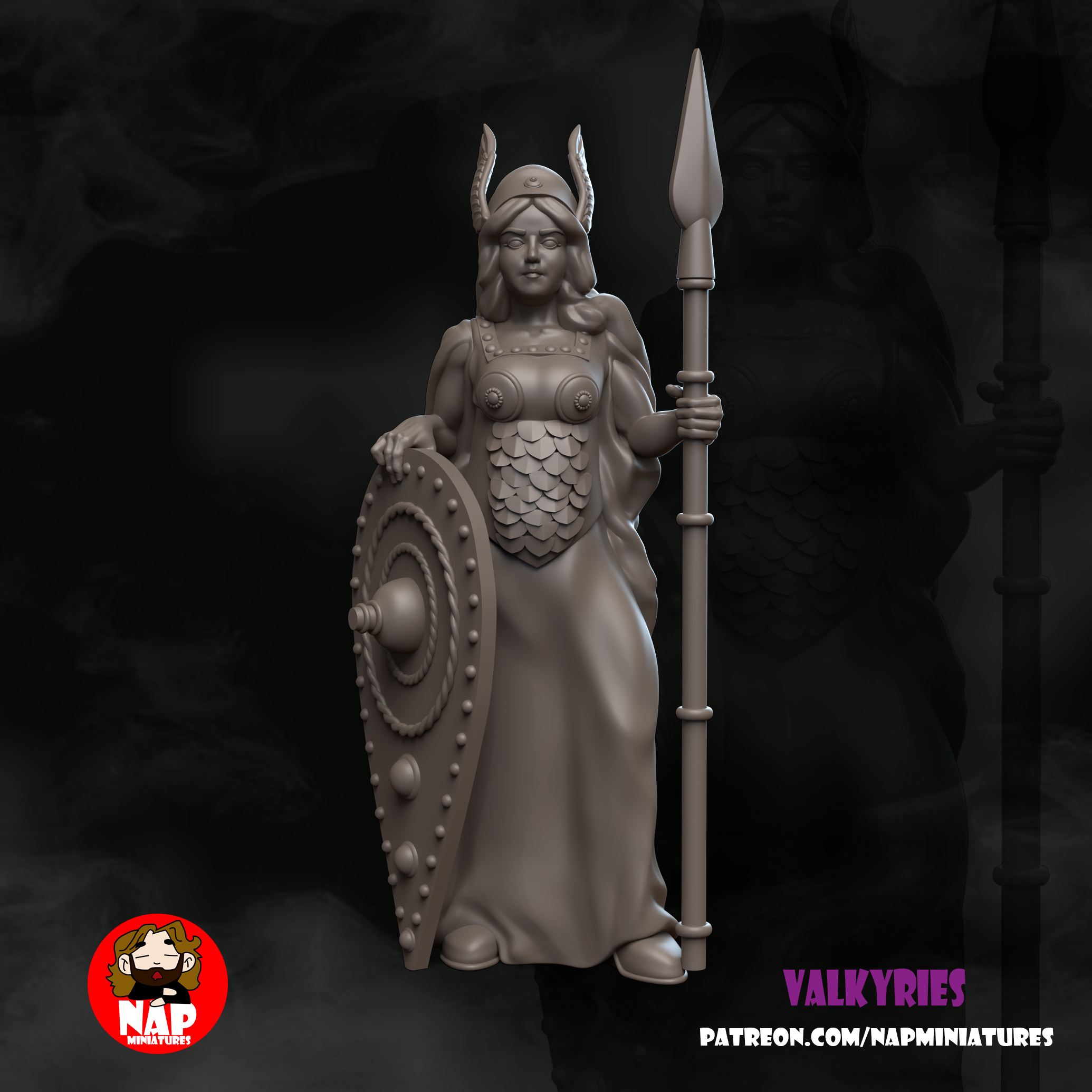 Traditional Valkyrie with spear
