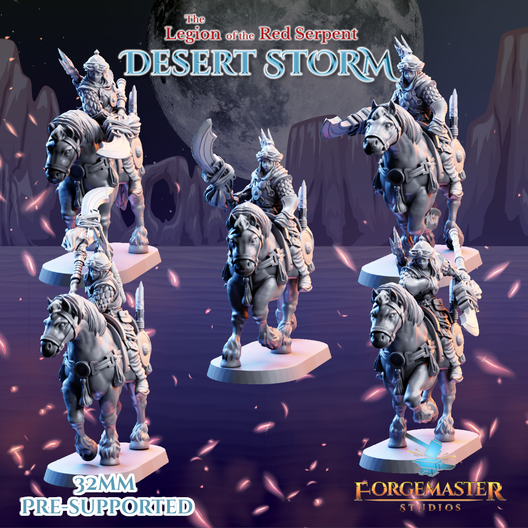Mounted Desert Polearm Warriors - Desert Shadow Polearm Mount Poses