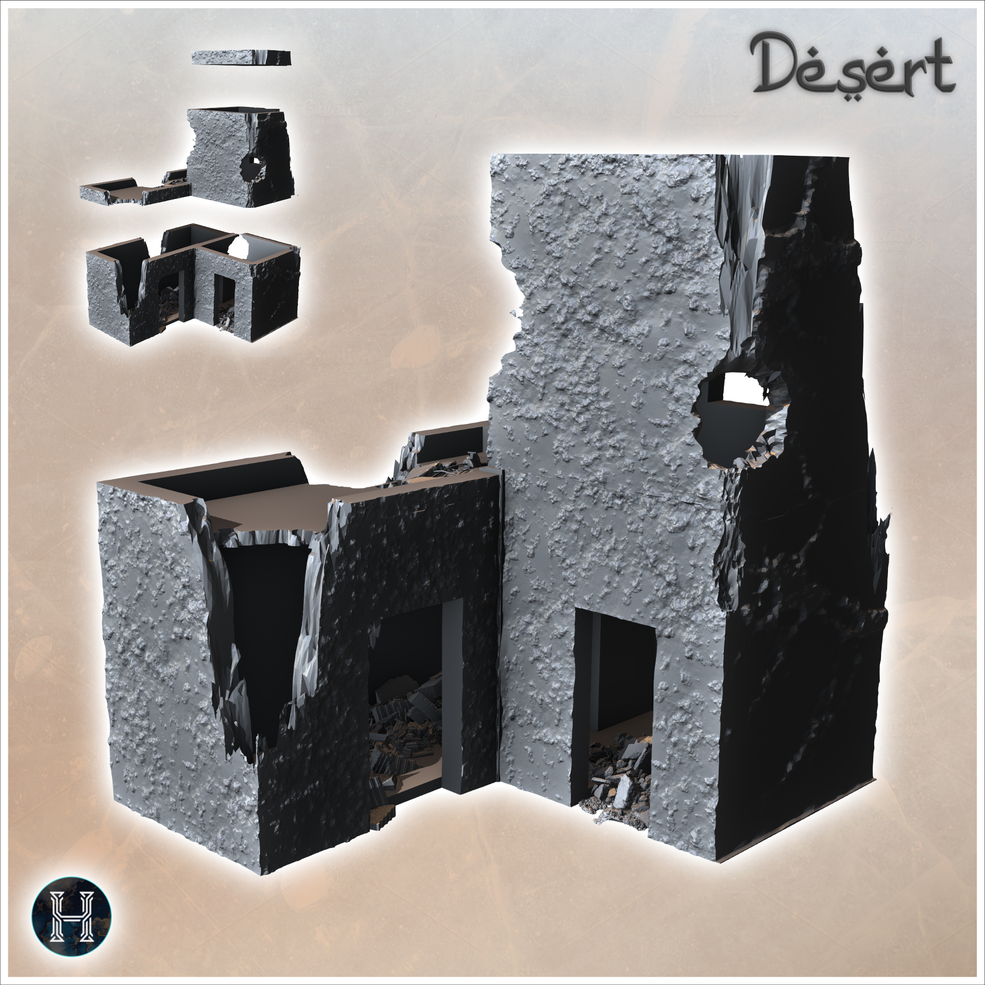 Desert building with tall tower and flat roof terrace (23) - Canyon Sandy Landscape 28mm 15mm RPG DND Nomad Desertland African Middle East