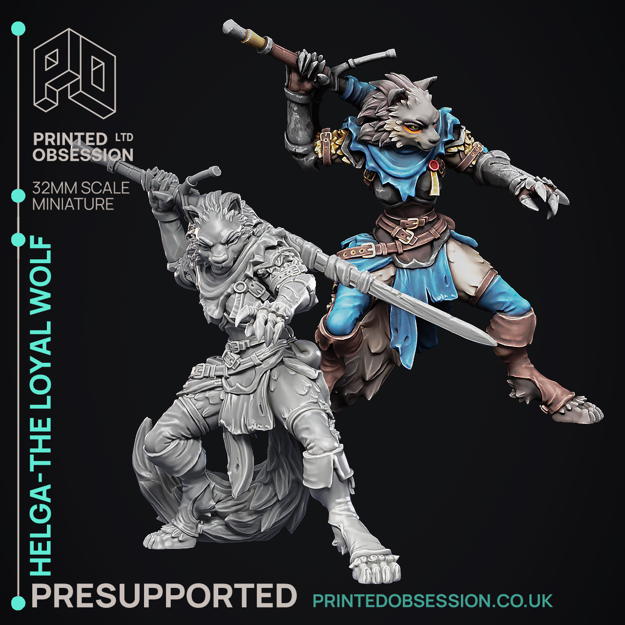 Helga - The Loyal Wolf - PRESUPPORTED - 32mm Scale