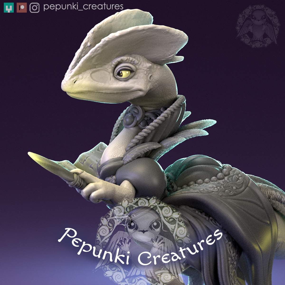 Dilophosaur Wizardess