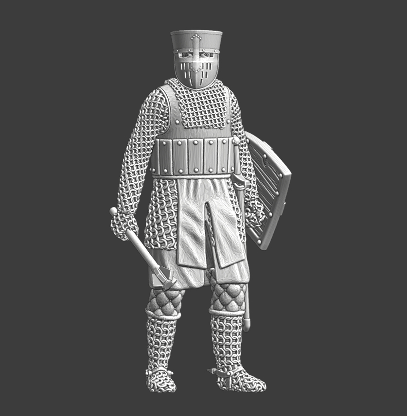 Medieval crusader knight - shield and mace