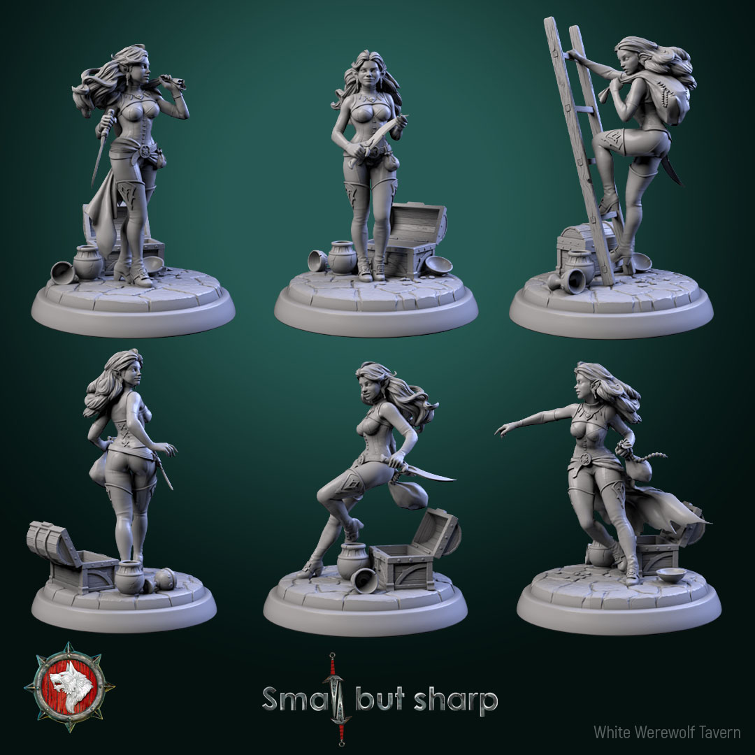 Halfling Thief set 6 miniatures 32mm pre-supported