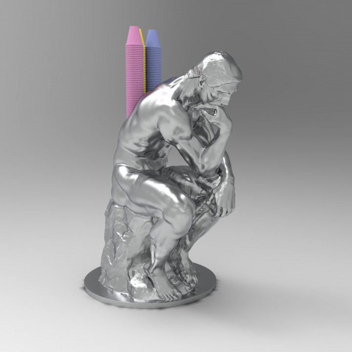 pen holder thinking man