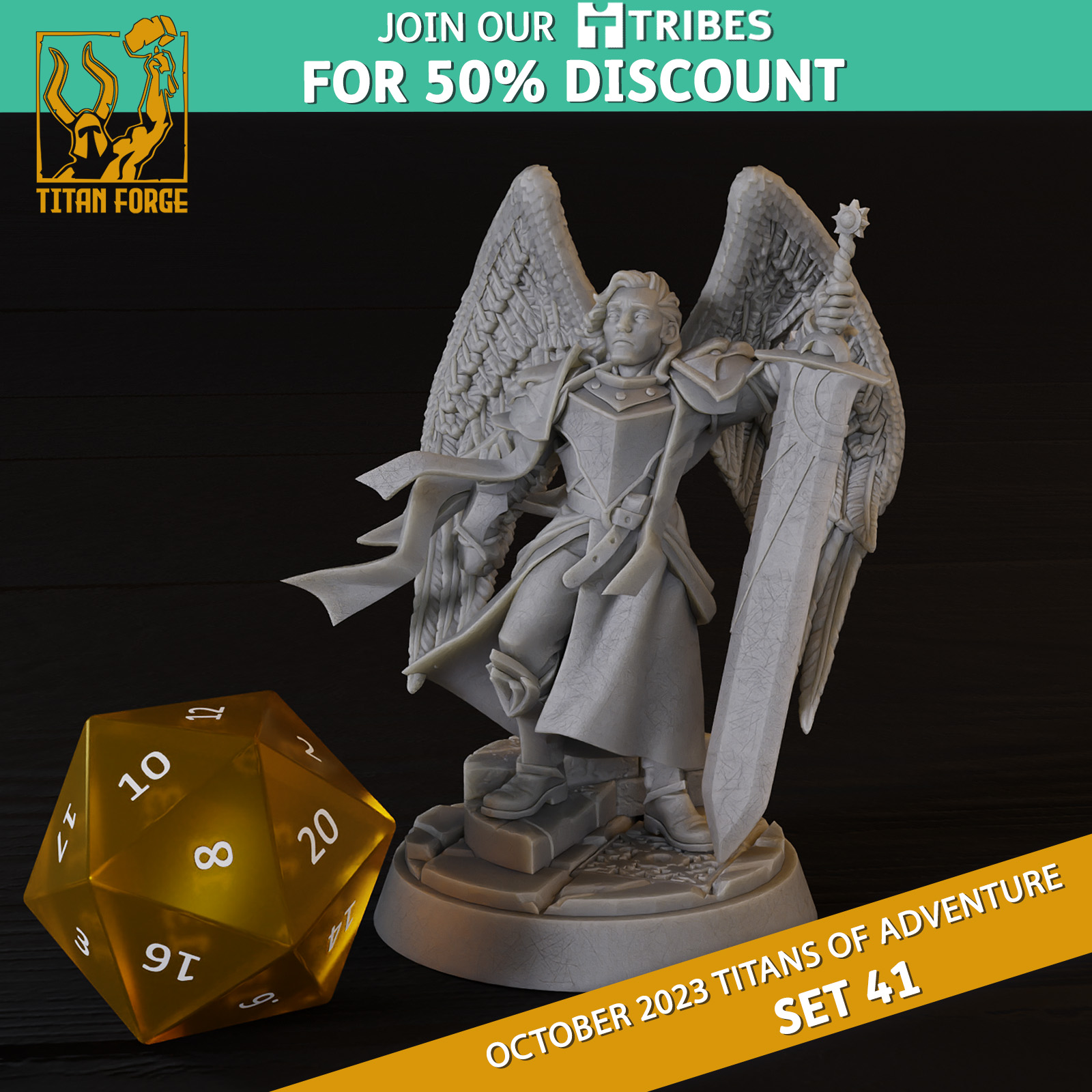 Celestial Male Paladin - RPG Hero Character D&D 5e - Titans of Adventure Set 41