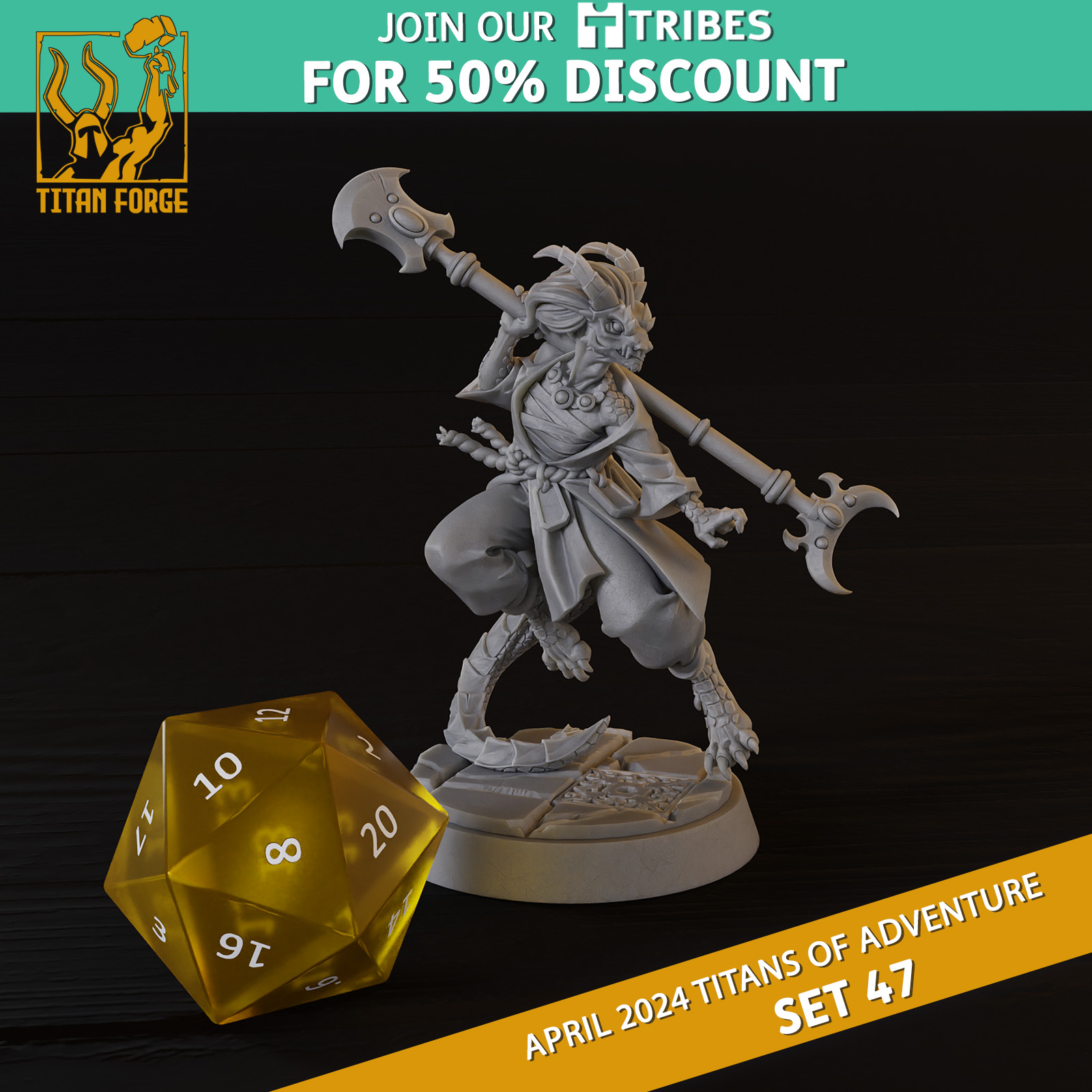 Dragonborn Female Monk - RPG Hero Character D&D 5e - Titans of Adventure Set 47