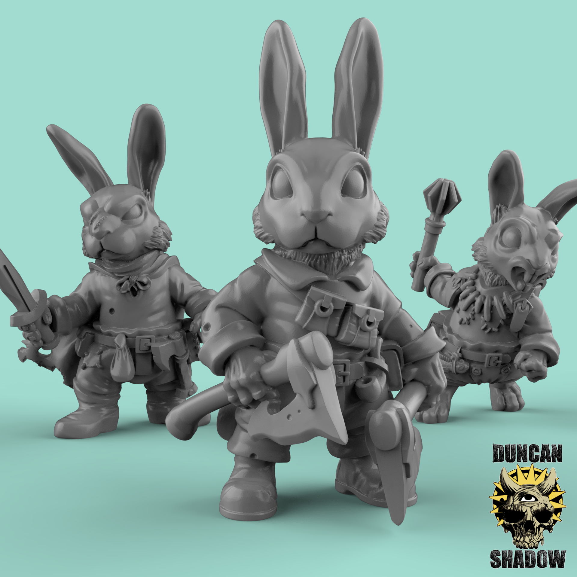 Rabbit Folk with Hand Weapons (Pre Supported)