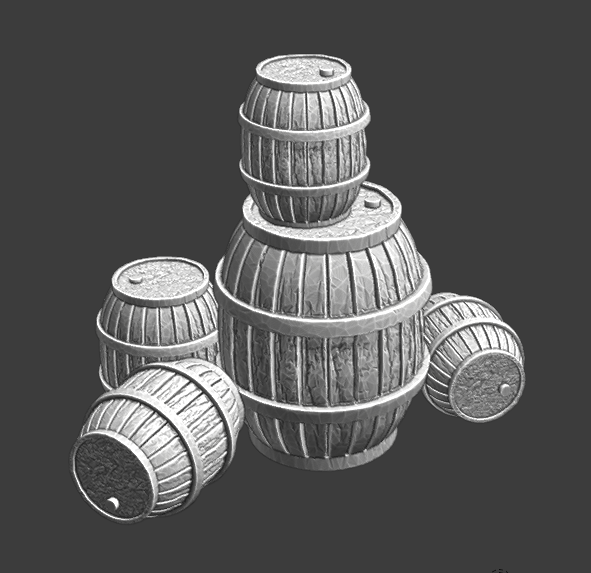 Wargaming terrain - barrel stocks