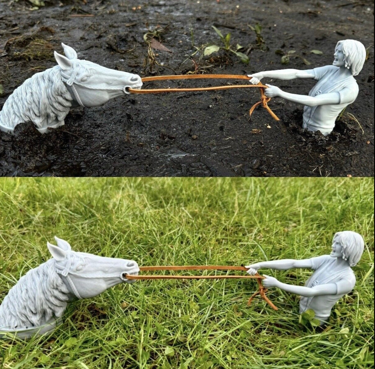 Atreyu and Artax, Swamp of Sadness Planter Decoration (Holes for Custom Reins) The Neverending Story