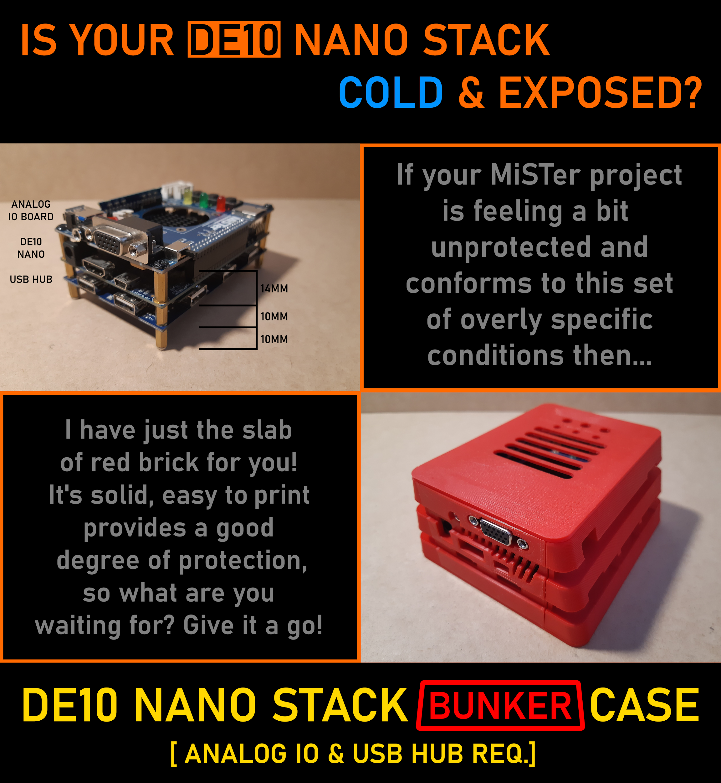 DE10 Nano stack - MiSTer project BUNKER case.