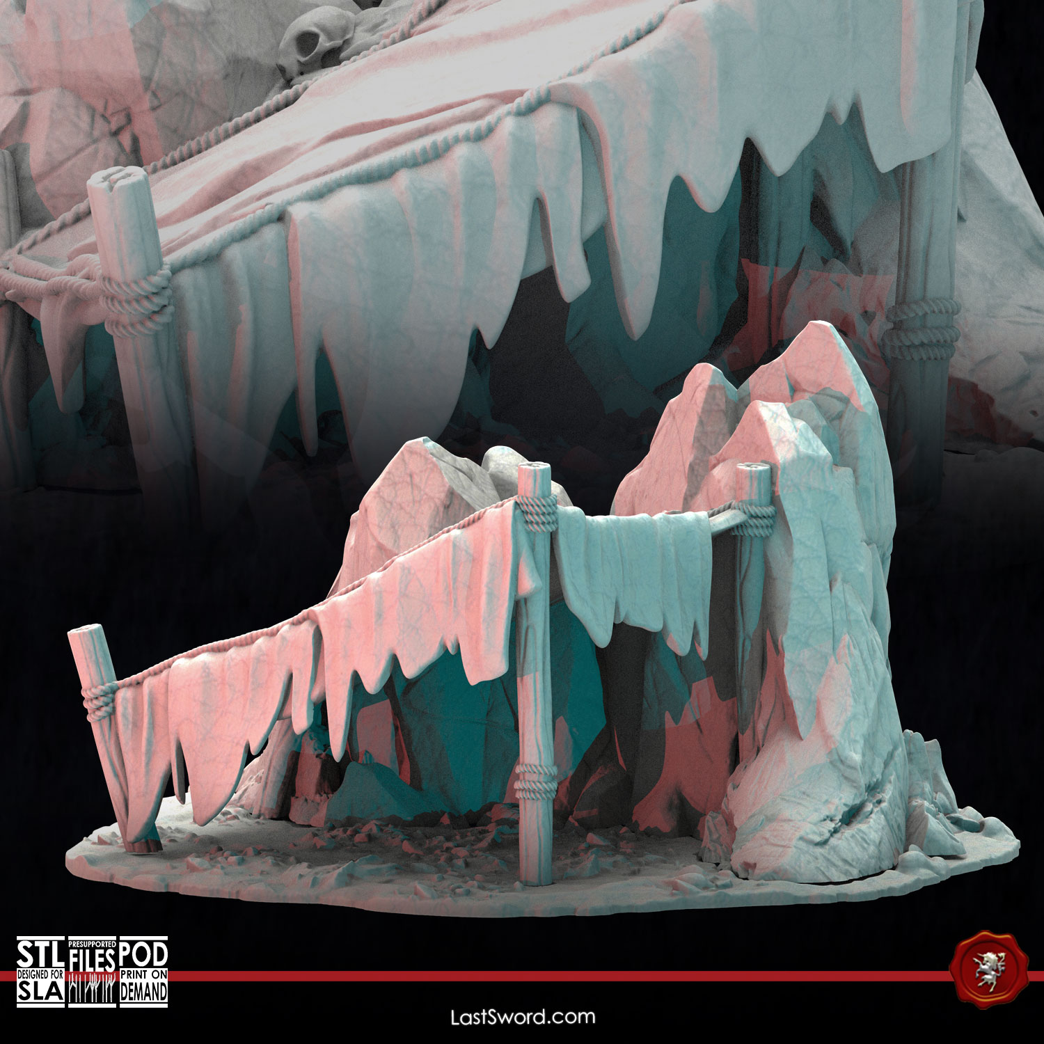 Tent in a rock | 30mm Fantasy Scenery
