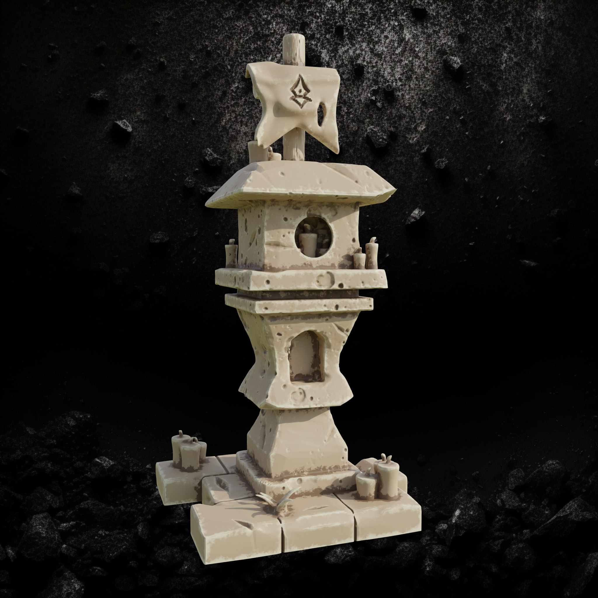 Kimonobe Lantern 7 - Asian Inspired Stone Lantern STL for DnD & Wargaming