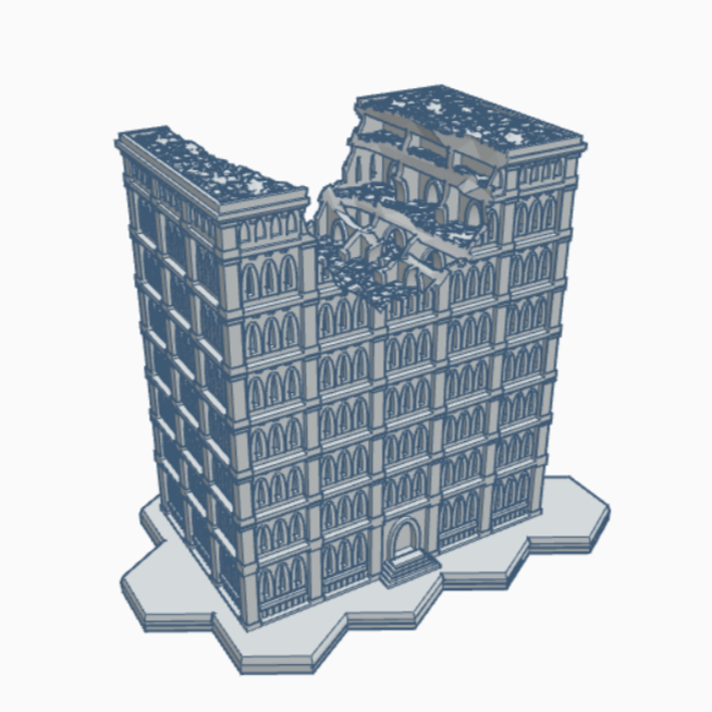 Gothic Ruined Building 114 with Hex Base GRHB114