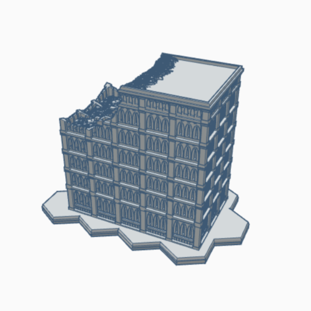 Gothic Ruined Building 113 with Hex Base GRHB113