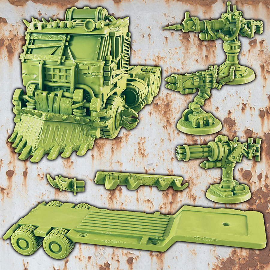 Wasteland Semi Truck / Trailer and Weapons [PRE-SUPPORTED]