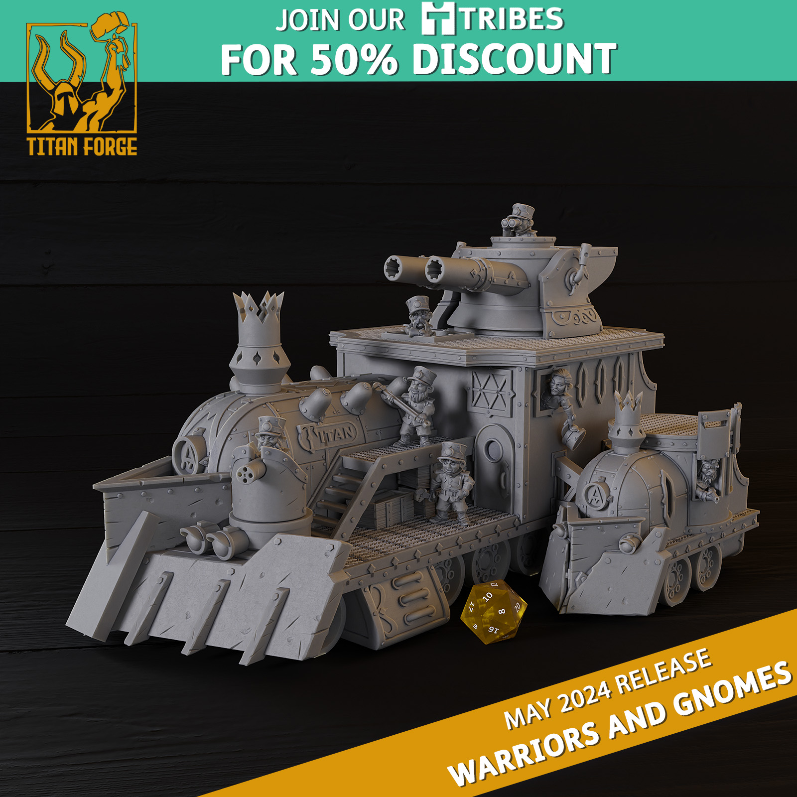 Gnome ChoCho Titan - Warriors and Gnomes - Titan Forge Miniatures May 2024