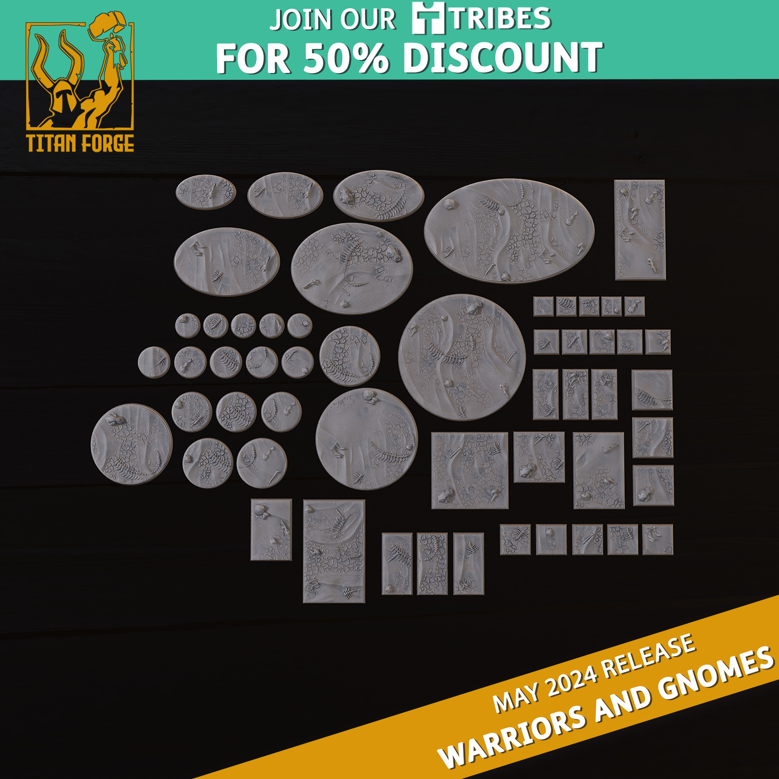 Bases - Warriors and Gnomes - Titan Forge Miniatures May 2024