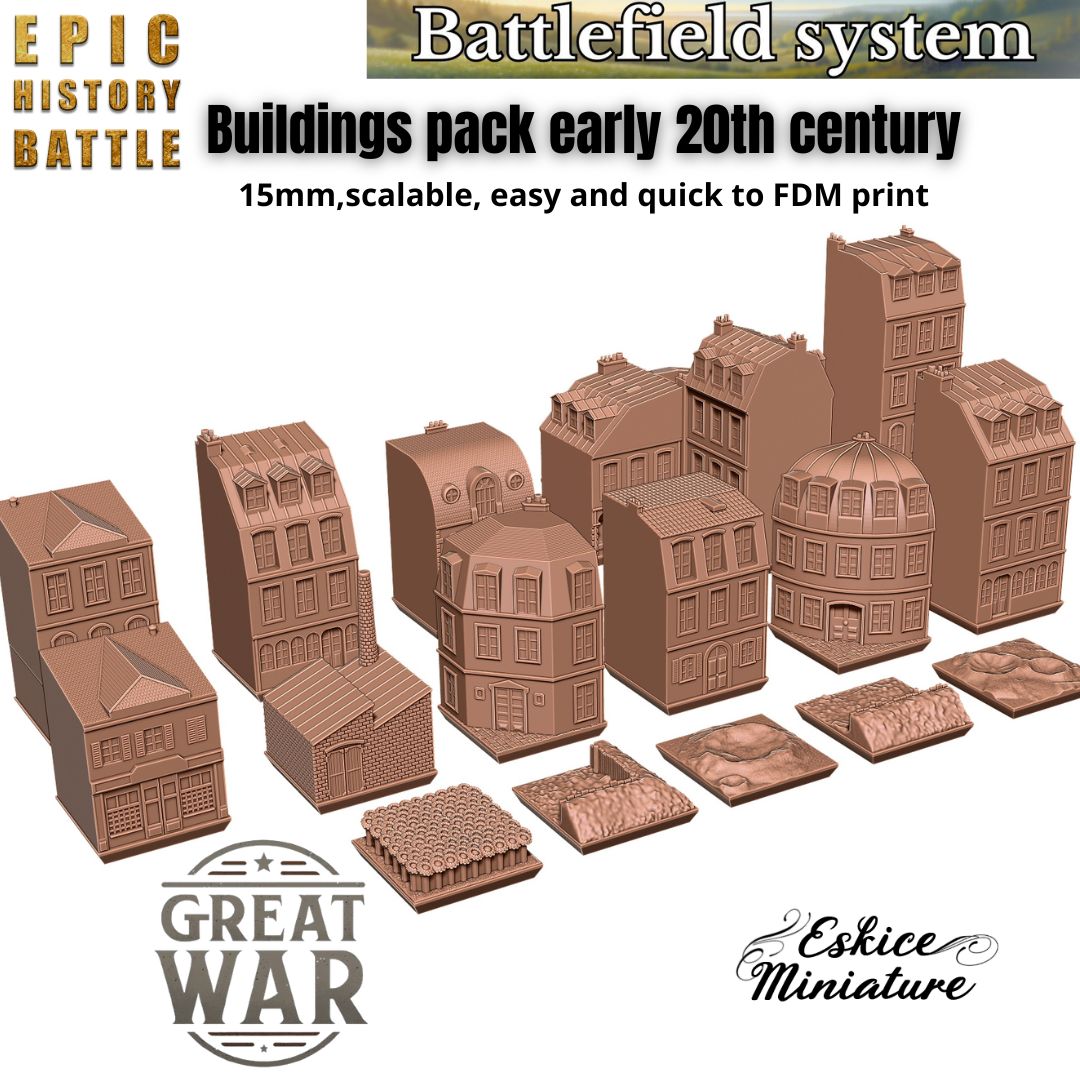 Buildings and Scatter pack for 20th century - Epic History Battle tile system