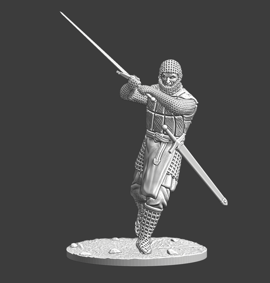 Medieval Knight swing his claymore sword