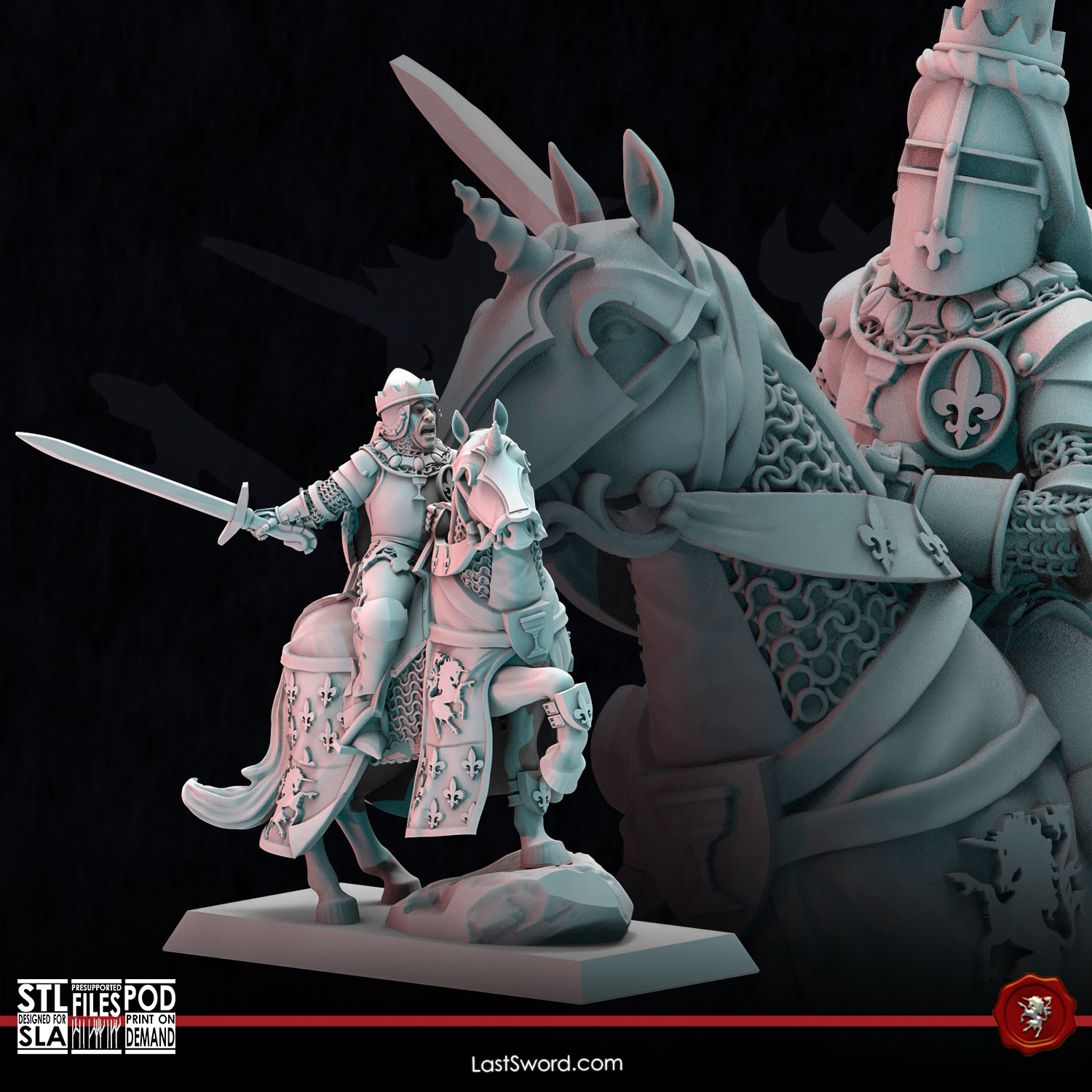 King on horse | Pre-Supported | 30mm Fantasy
